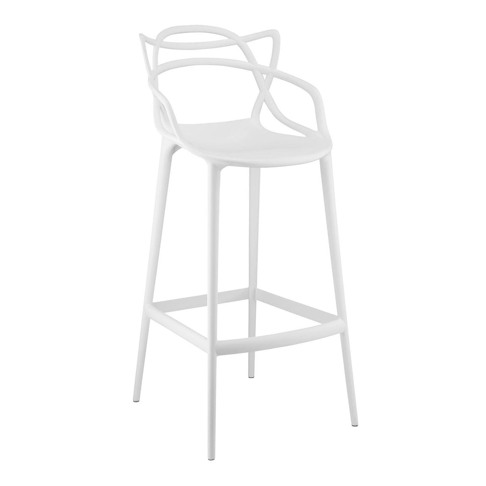 White Heavy Duty Plastic Bar Height Bar Chair By Homeroots | Bar Stools | Modishstore - 2