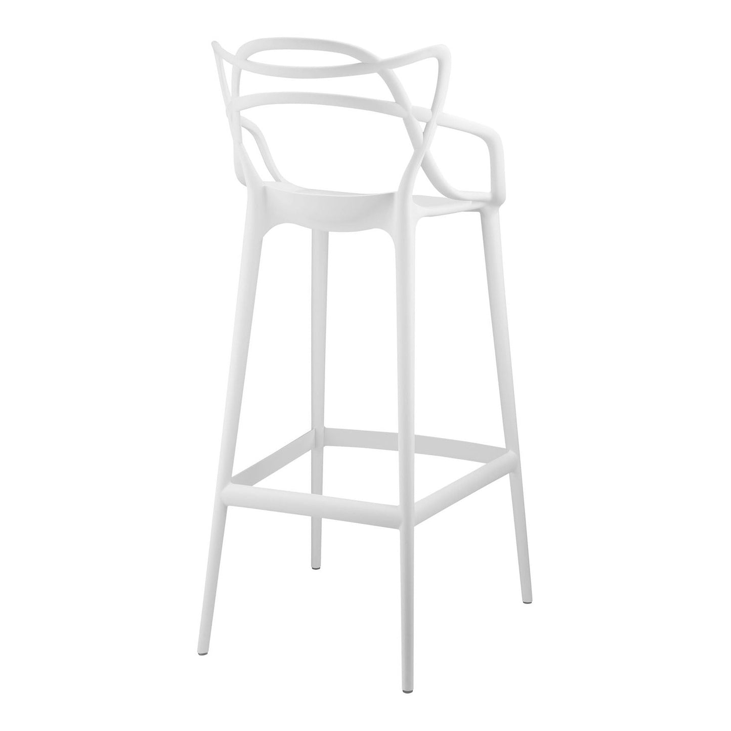 White Heavy Duty Plastic Bar Height Bar Chair By Homeroots | Bar Stools | Modishstore - 5
