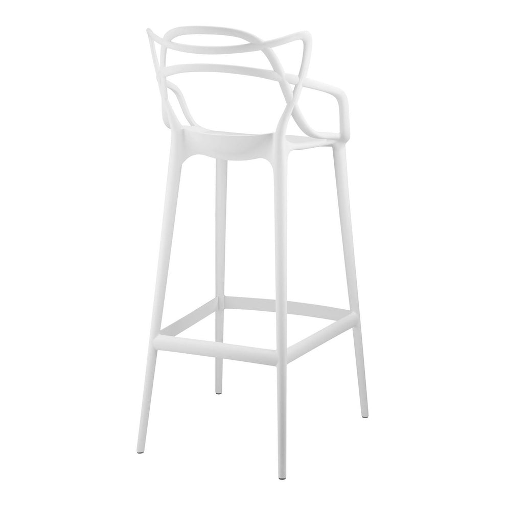 White Heavy Duty Plastic Bar Height Bar Chair By Homeroots | Bar Stools | Modishstore - 5