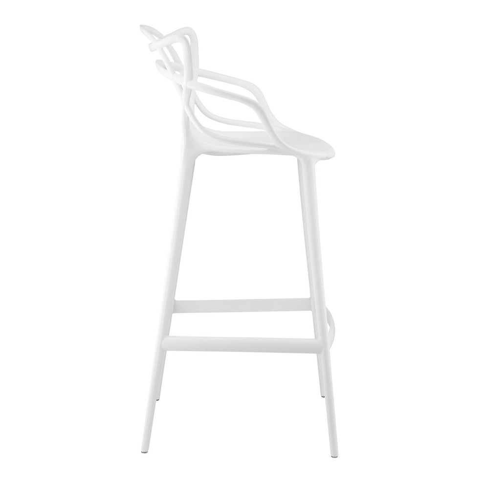 White Heavy Duty Plastic Bar Height Bar Chair By Homeroots | Bar Stools | Modishstore - 3