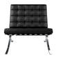 Black and Silver Italian Leather Tufted Lounge Chair By Homeroots | Accent Chairs | Modishstore - 2