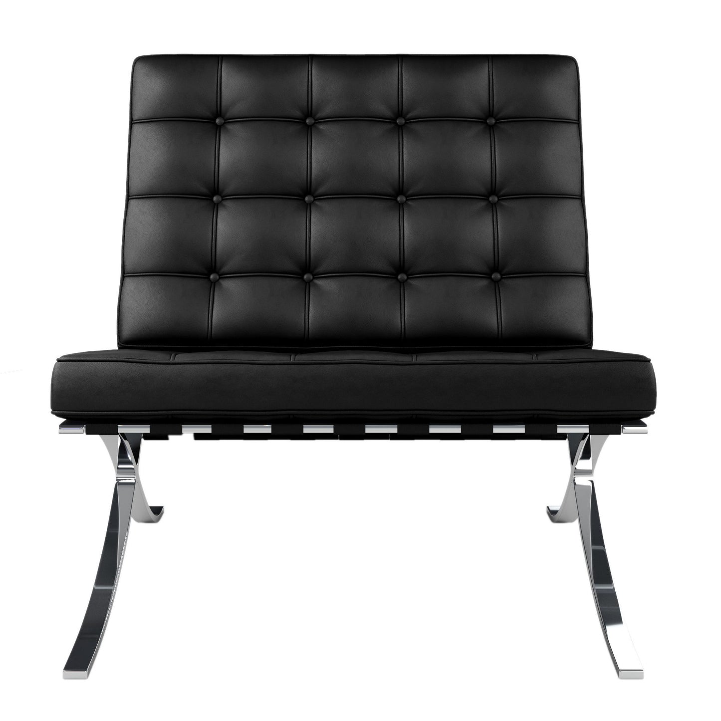 Black and Silver Italian Leather Tufted Lounge Chair By Homeroots | Accent Chairs | Modishstore - 2