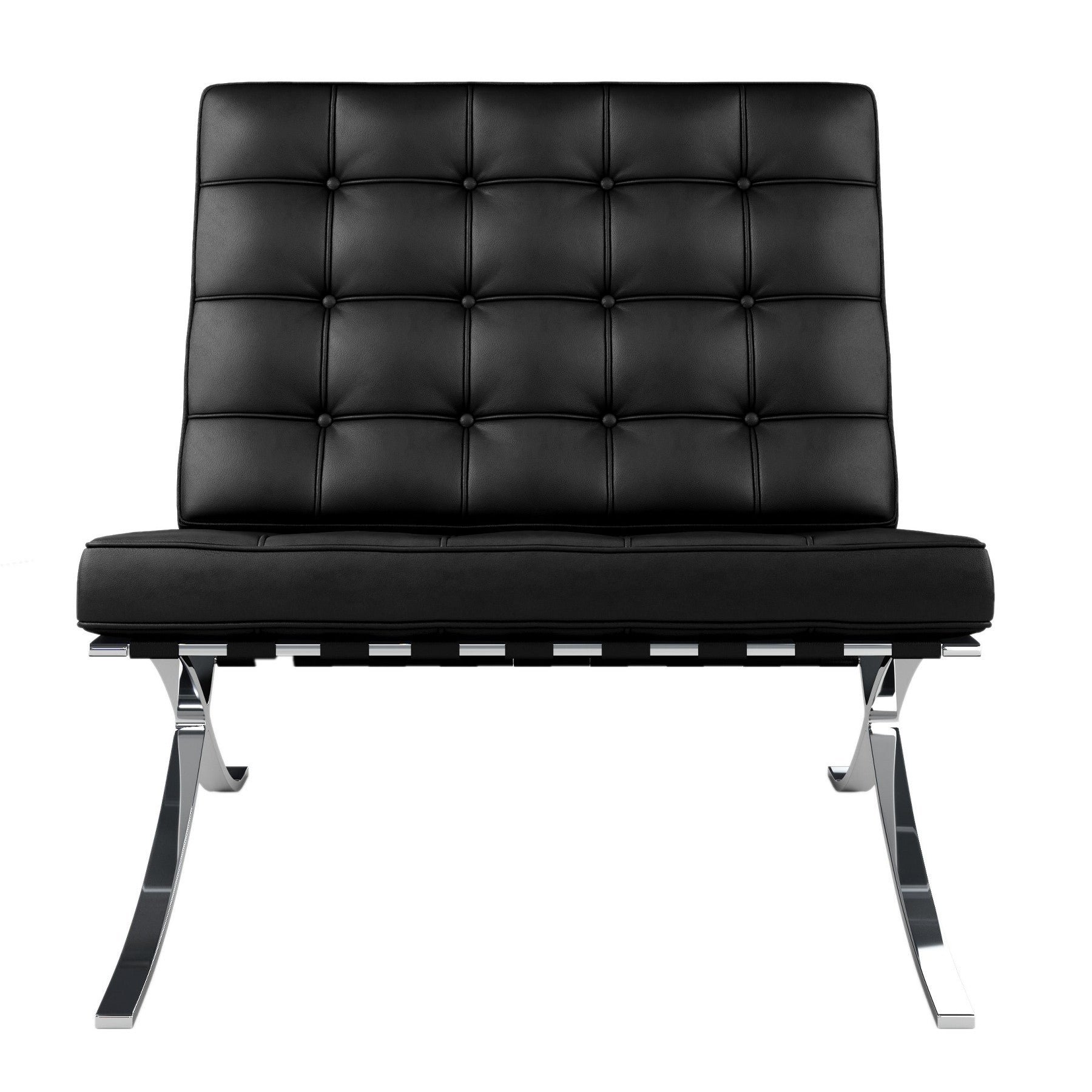 Black and Silver Italian Leather Tufted Lounge Chair By Homeroots | Accent Chairs | Modishstore - 2