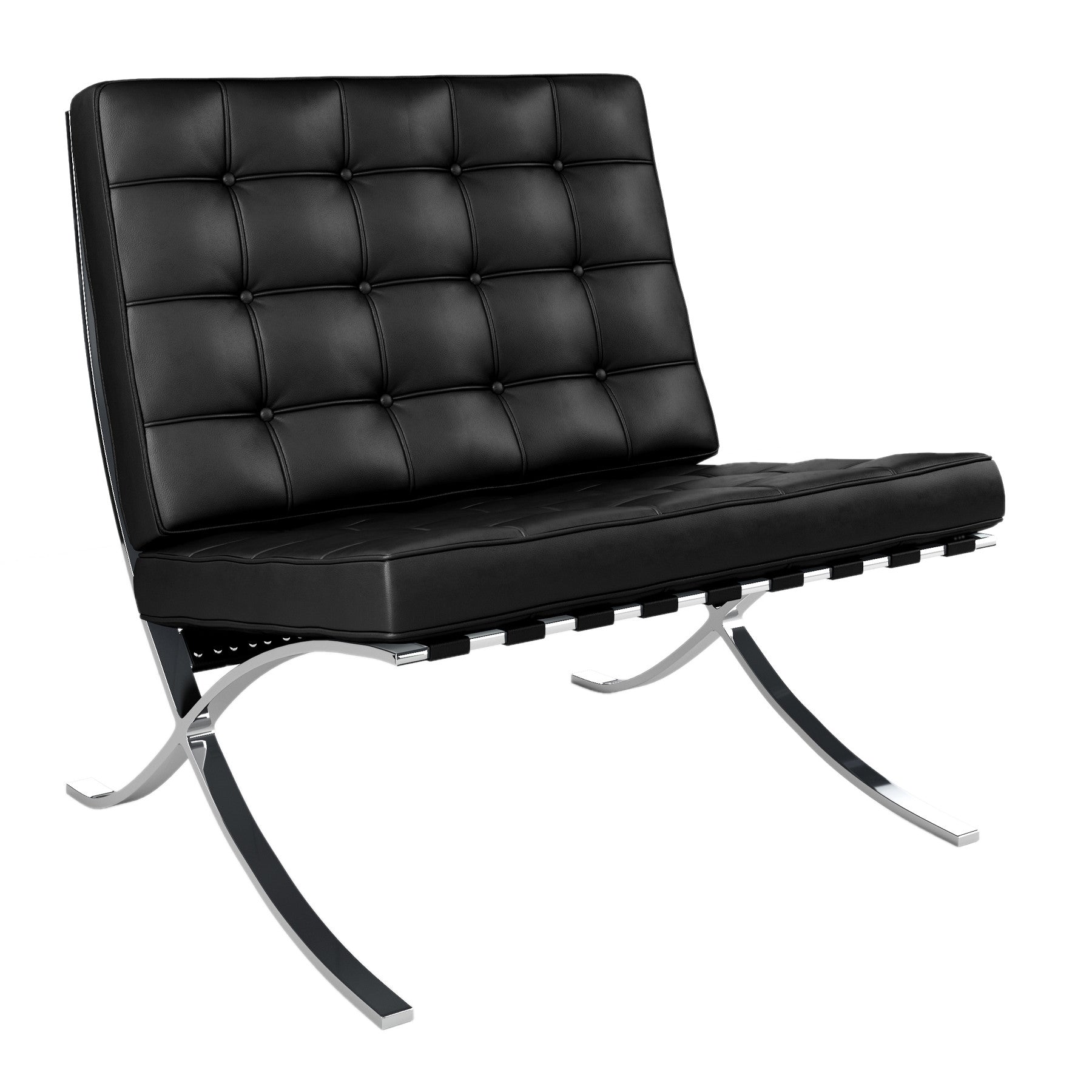 Black and Silver Italian Leather Tufted Lounge Chair By Homeroots | Accent Chairs | Modishstore - 3