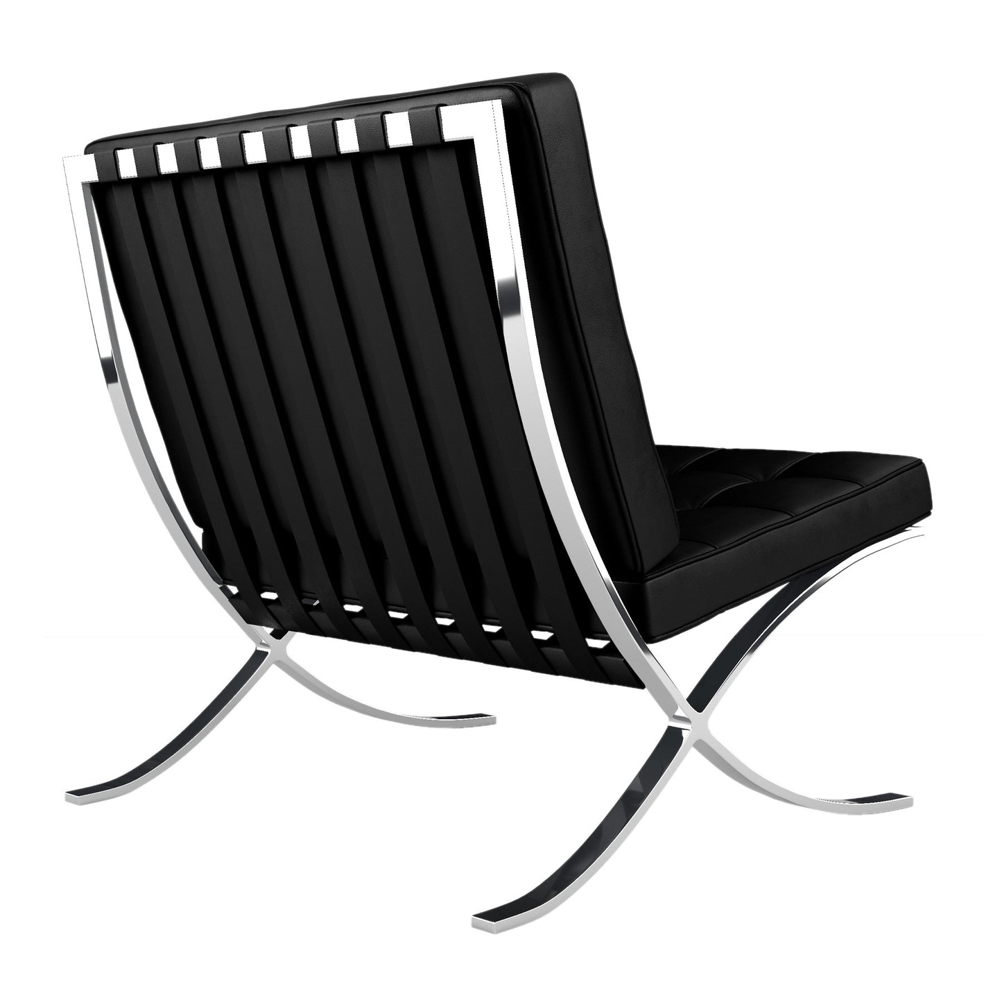 Black and Silver Italian Leather Tufted Lounge Chair By Homeroots | Accent Chairs | Modishstore - 4