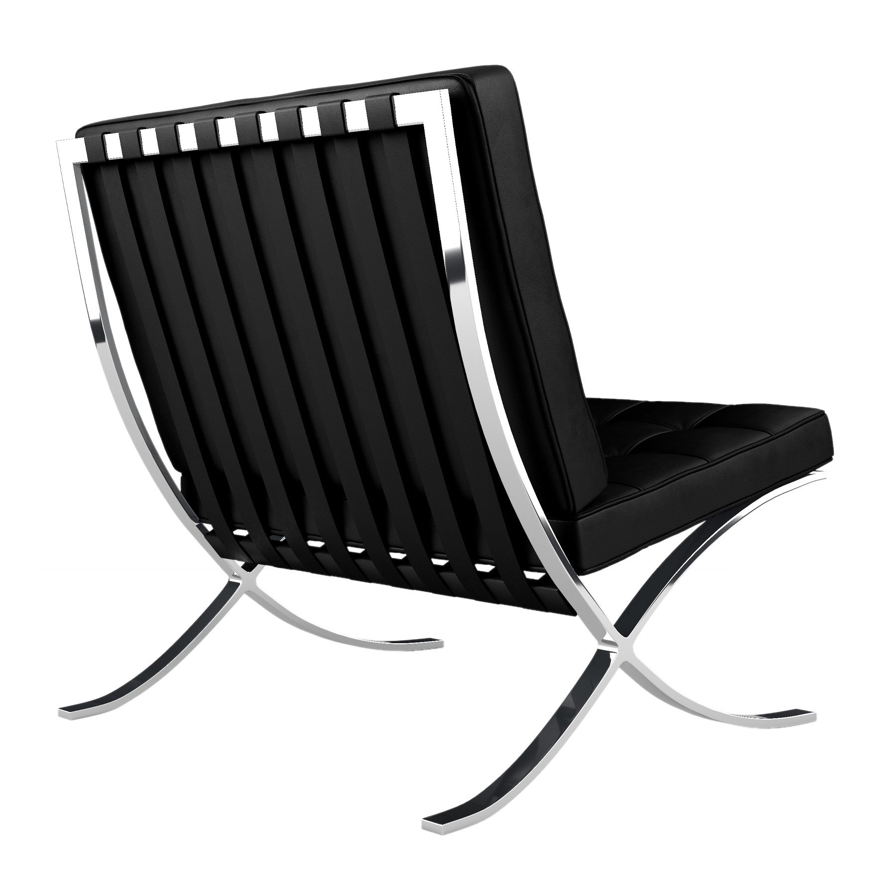 Black and Silver Italian Leather Tufted Lounge Chair By Homeroots | Accent Chairs | Modishstore - 4