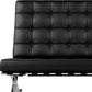 Black and Silver Italian Leather Tufted Lounge Chair By Homeroots | Accent Chairs | Modishstore - 5