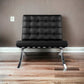 Black and Silver Italian Leather Tufted Lounge Chair By Homeroots | Accent Chairs | Modishstore - 1