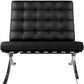 Black and Silver Italian Leather Tufted Lounge Chair By Homeroots | Accent Chairs | Modishstore - 6