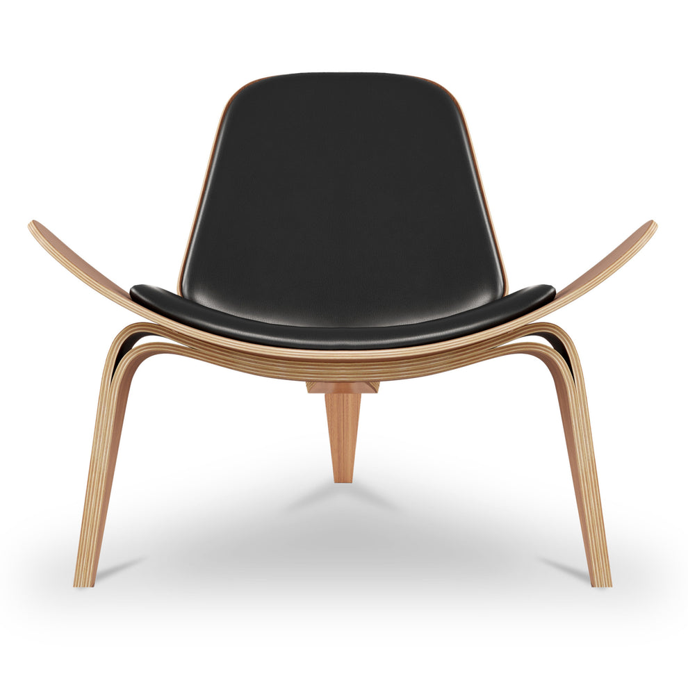 Black and Brown Genuine Leather Lounge Chair By Homeroots | Accent Chairs | Modishstore - 2