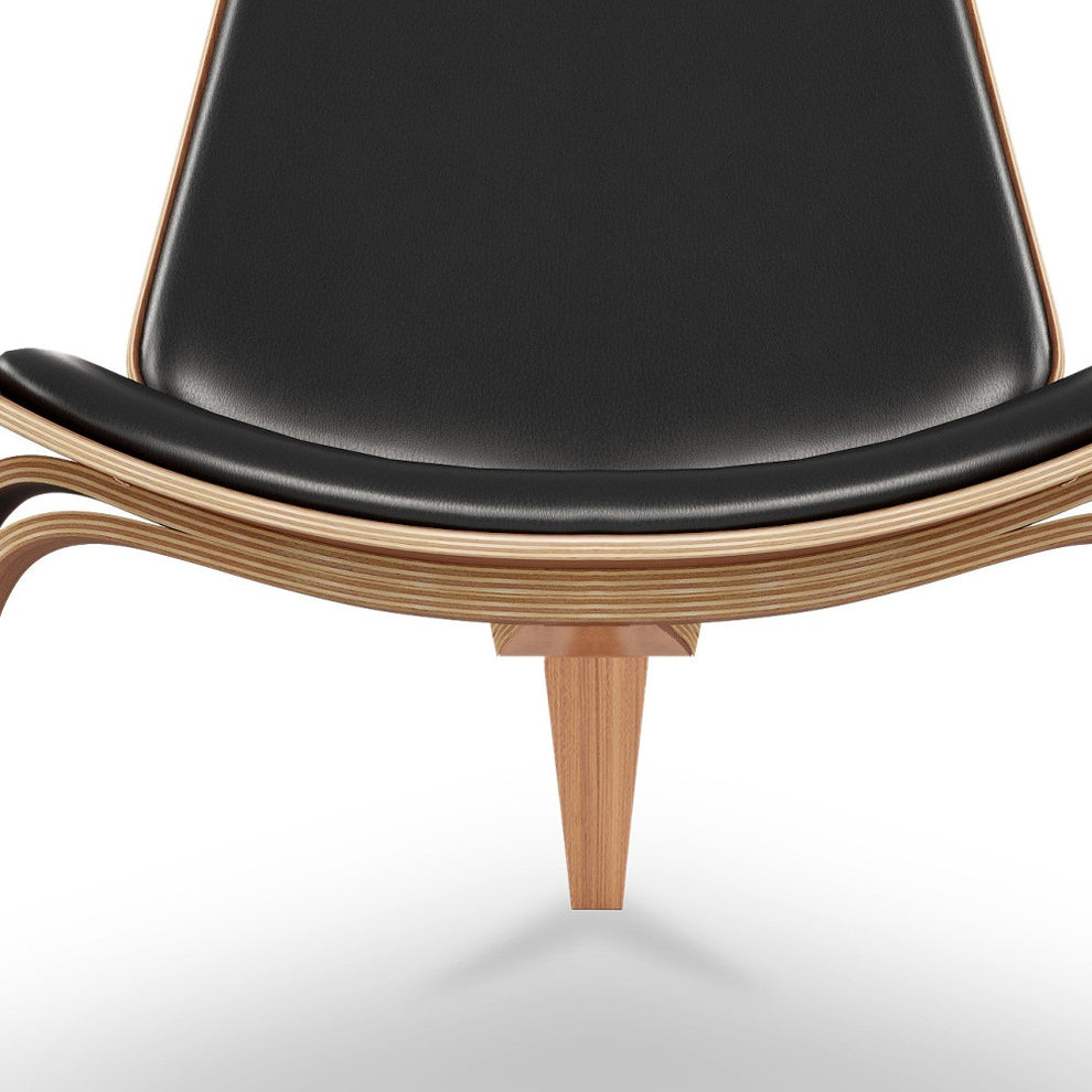 Black and Brown Genuine Leather Lounge Chair By Homeroots | Accent Chairs | Modishstore - 6