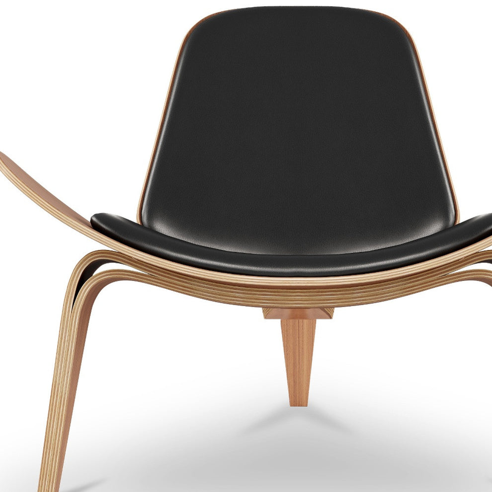Black and Brown Genuine Leather Lounge Chair By Homeroots | Accent Chairs | Modishstore - 7