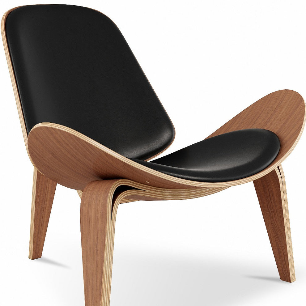 Black and Brown Faux Leather Lounge Chair By Homeroots | Accent Chairs | Modishstore - 7