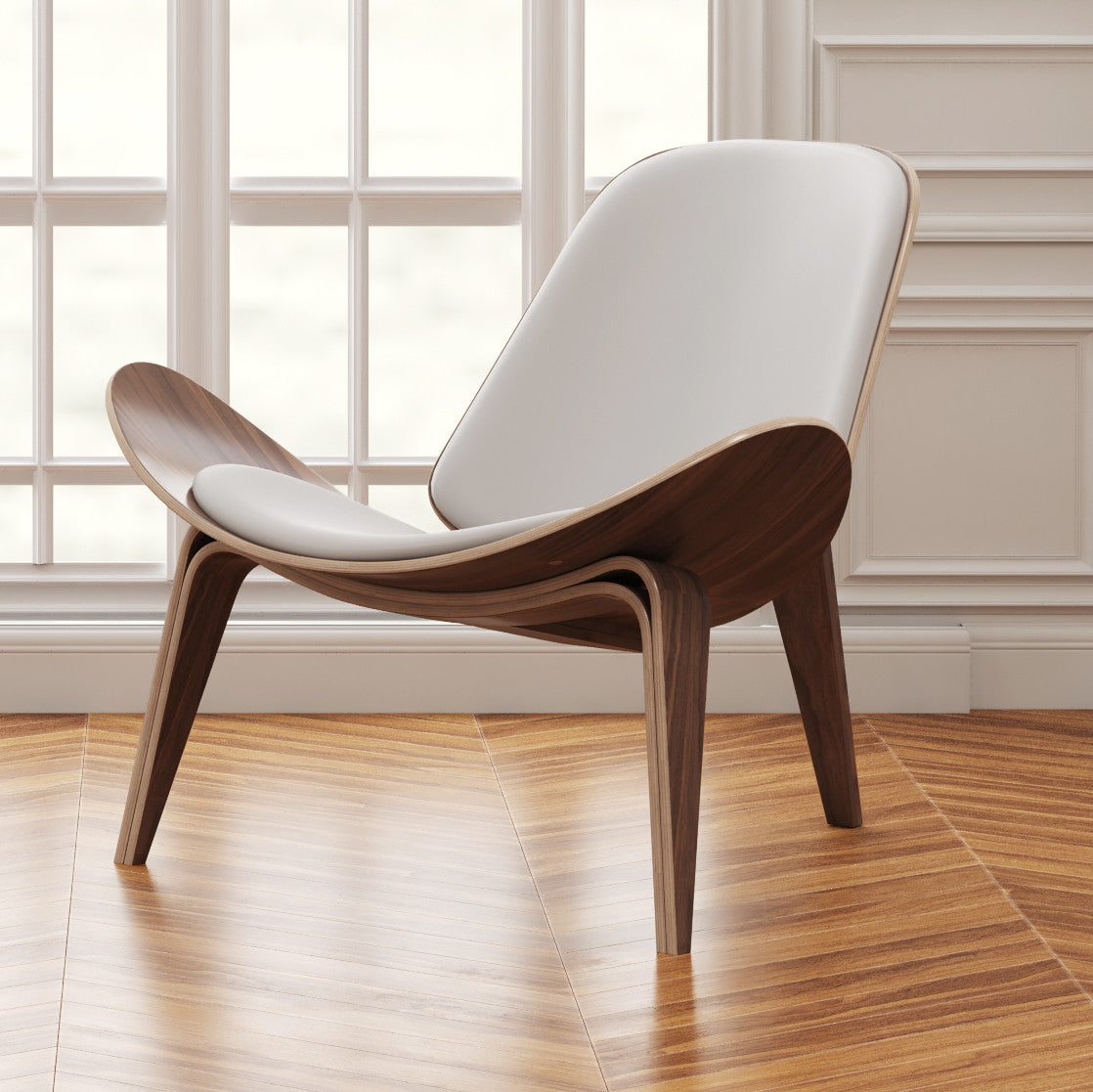 White and Brown Faux Leather Lounge Chair By Homeroots | Accent Chairs | Modishstore - 8