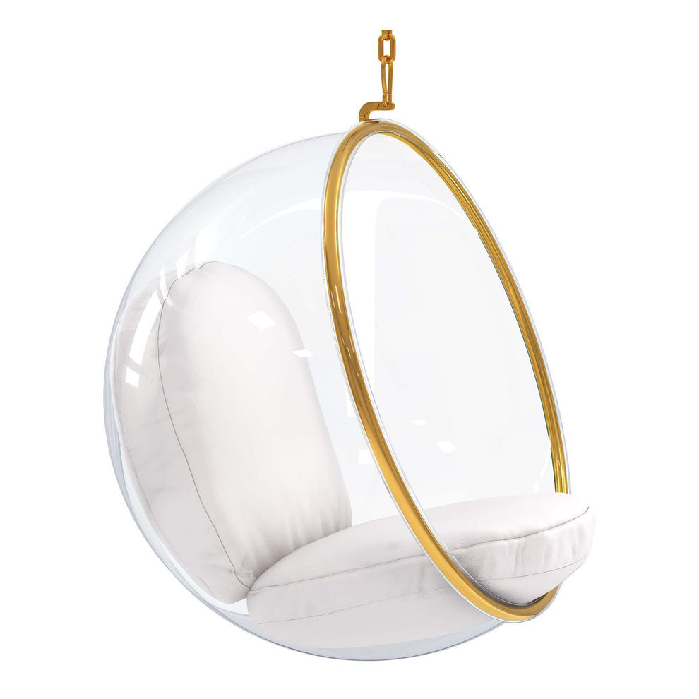 White Faux Leather Balloon Chair By Homeroots | Accent Chairs | Modishstore - 3