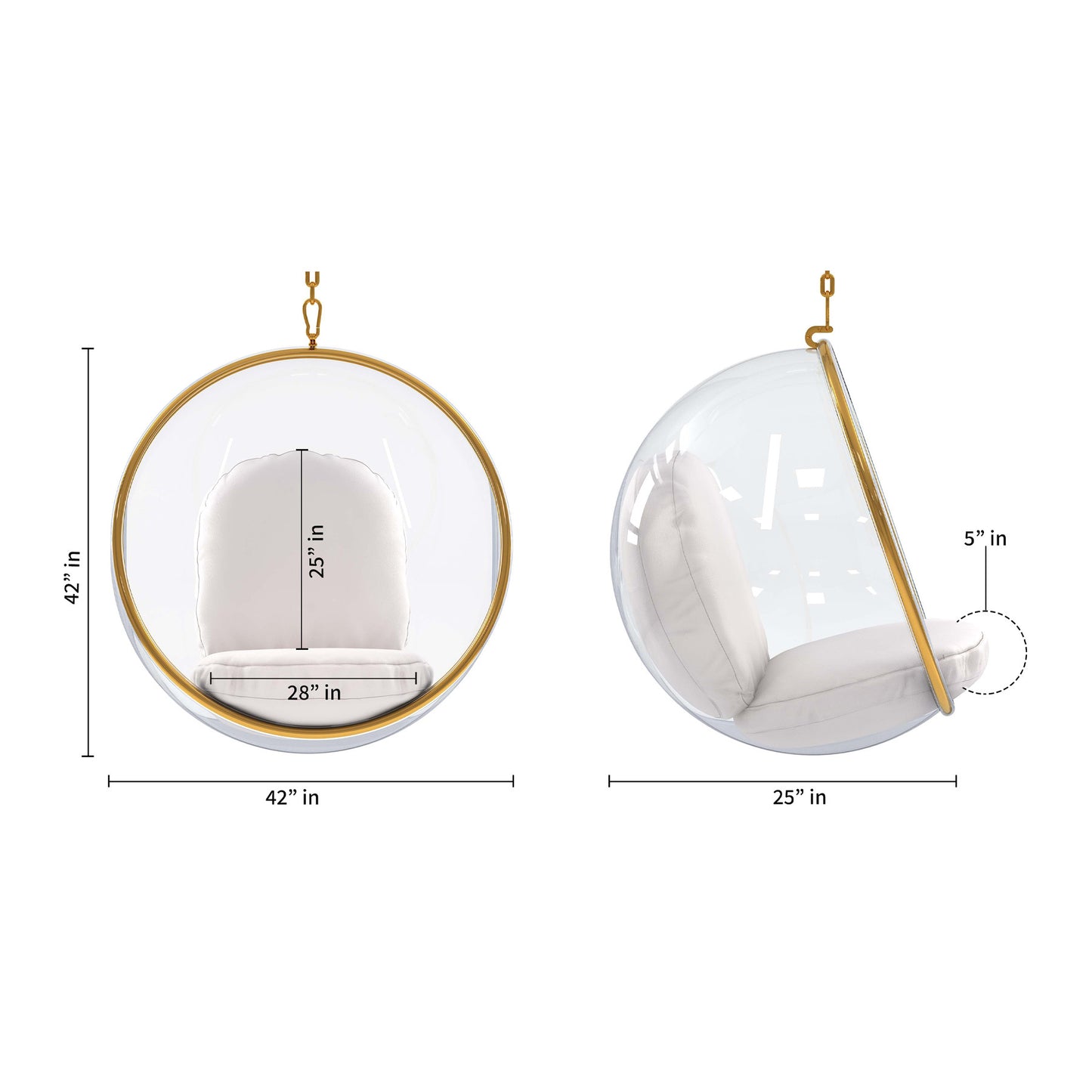 White Faux Leather Balloon Chair By Homeroots | Accent Chairs | Modishstore - 7