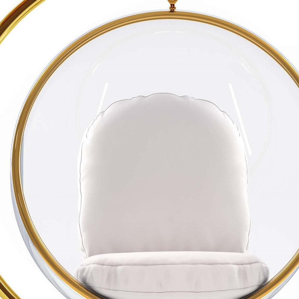 White and Gold Faux Leather Balloon Chair By Homeroots | Accent Chairs | Modishstore - 6