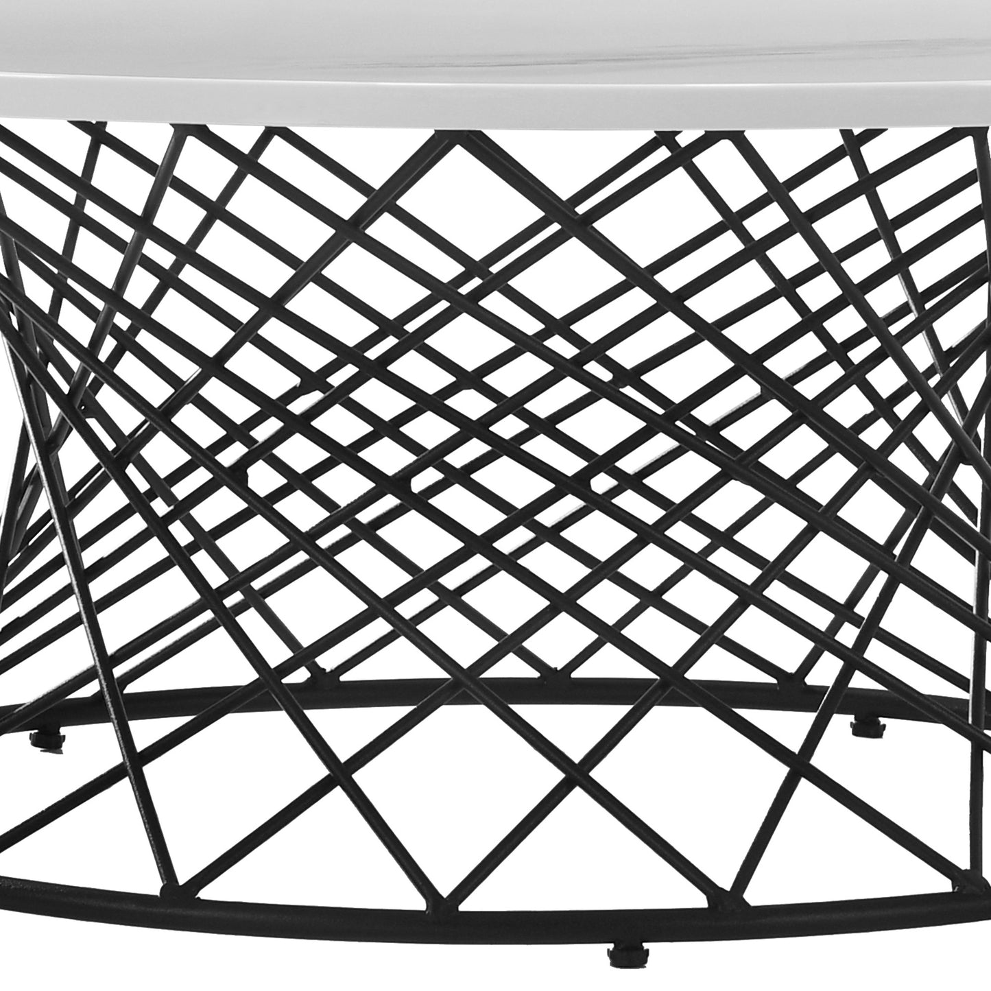 White And Black Genuine Marble And Metal Round Coffee Table By Homeroots | Coffee Tables | Modishstore - 5