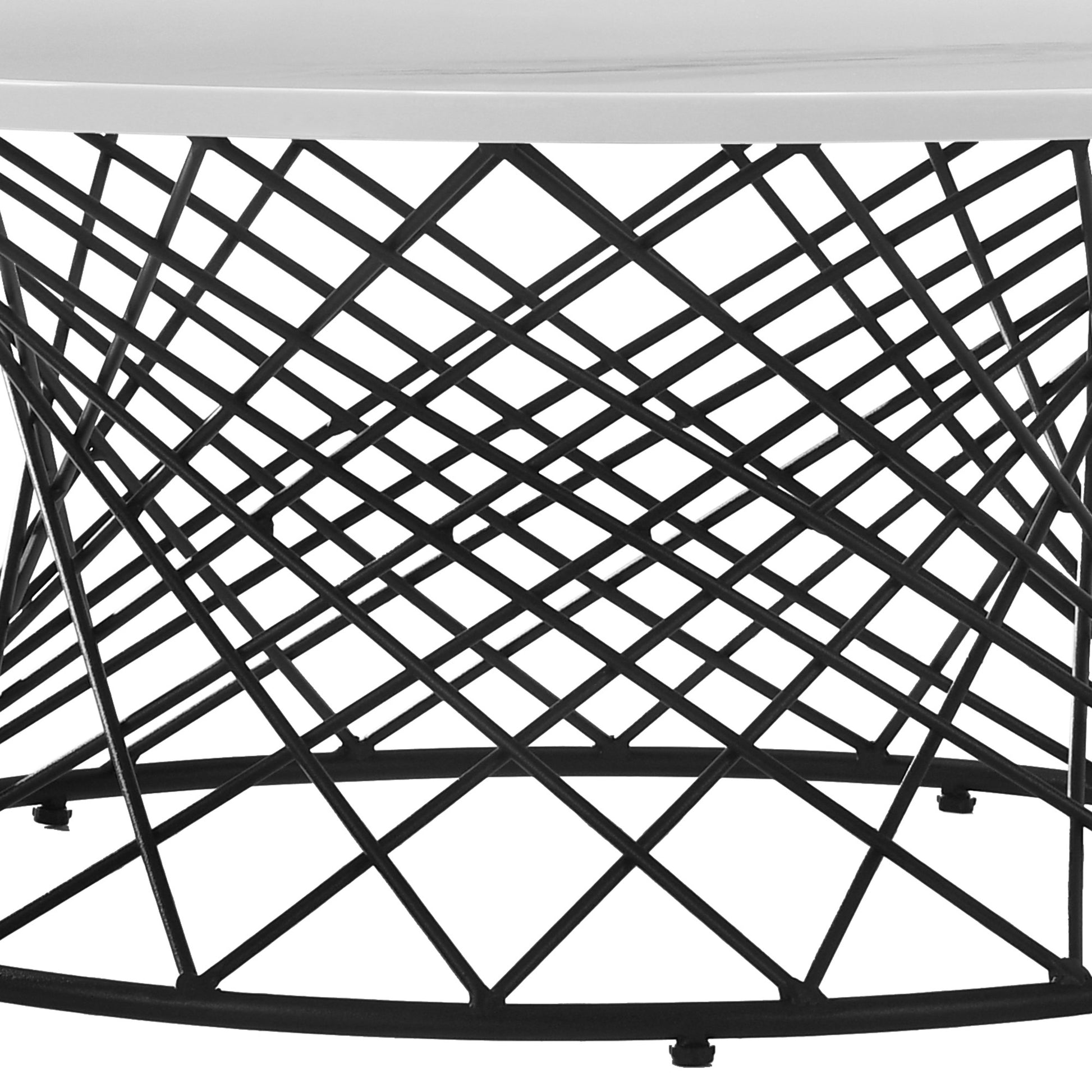 White And Black Genuine Marble And Metal Round Coffee Table By Homeroots | Coffee Tables | Modishstore - 5