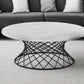 White And Black Genuine Marble And Metal Round Coffee Table By Homeroots | Coffee Tables | Modishstore - 1