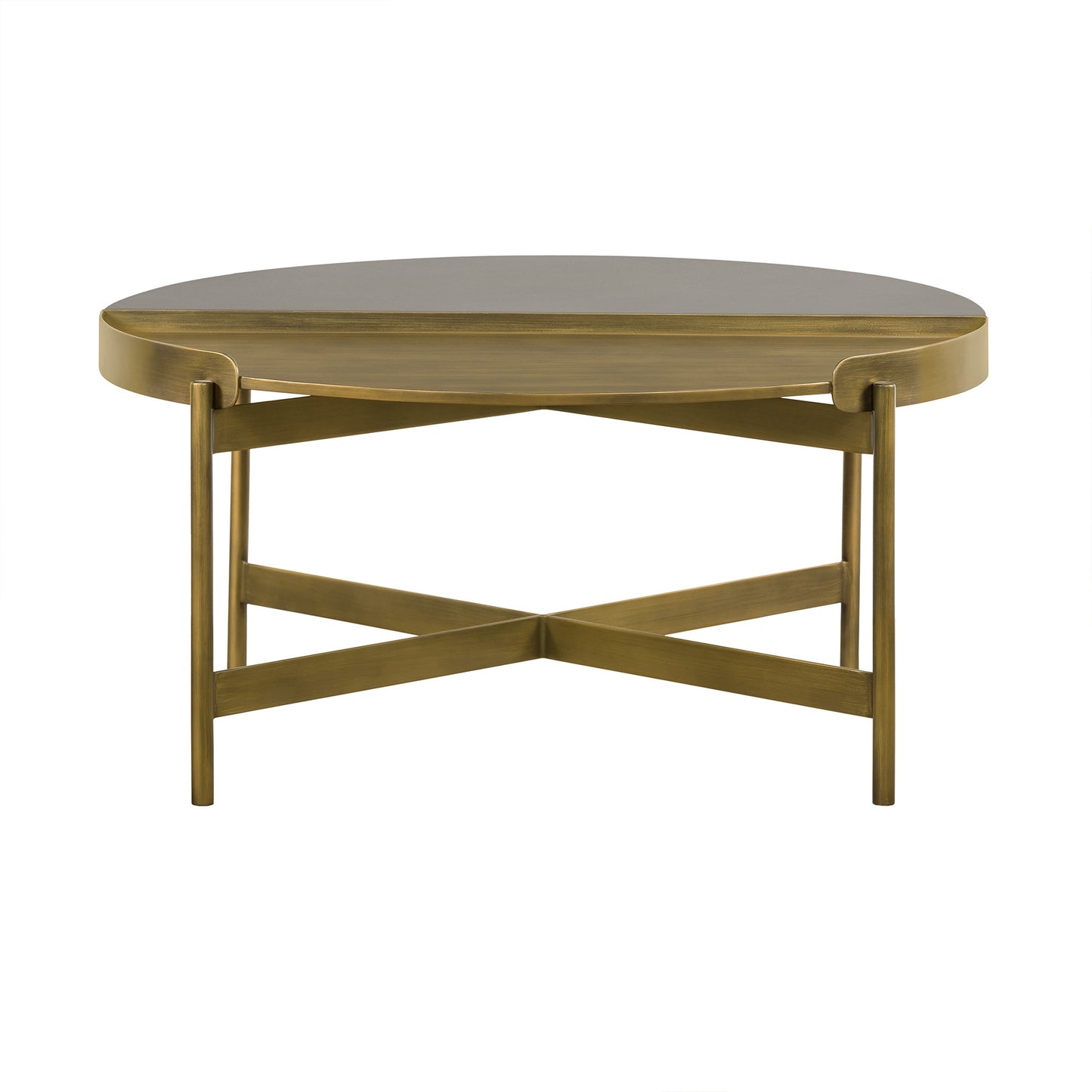 Gray And Brass Concrete And Metal Round Coffee Table By Homeroots | Coffee Tables | Modishstore - 3