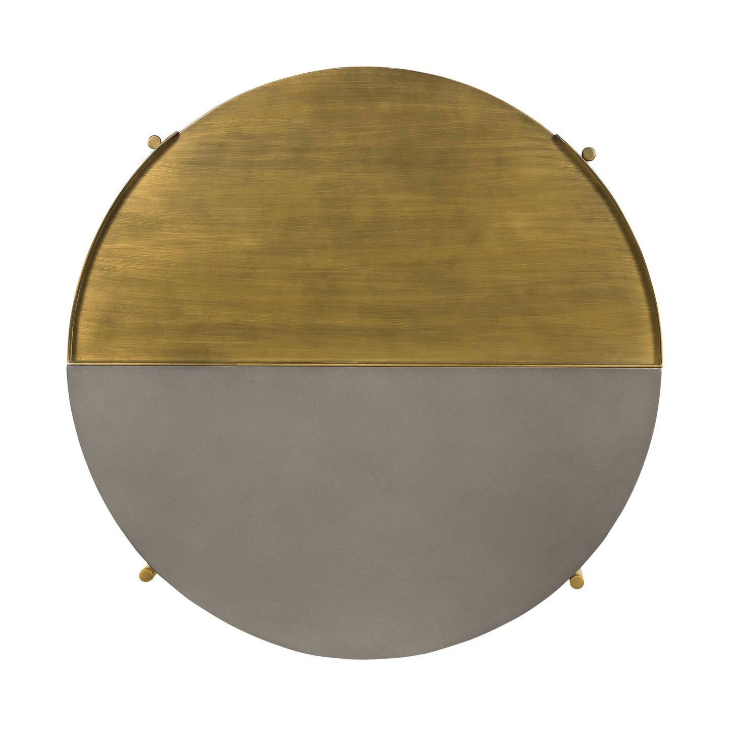 Gray And Brass Concrete And Metal Round Coffee Table By Homeroots | Coffee Tables | Modishstore - 4