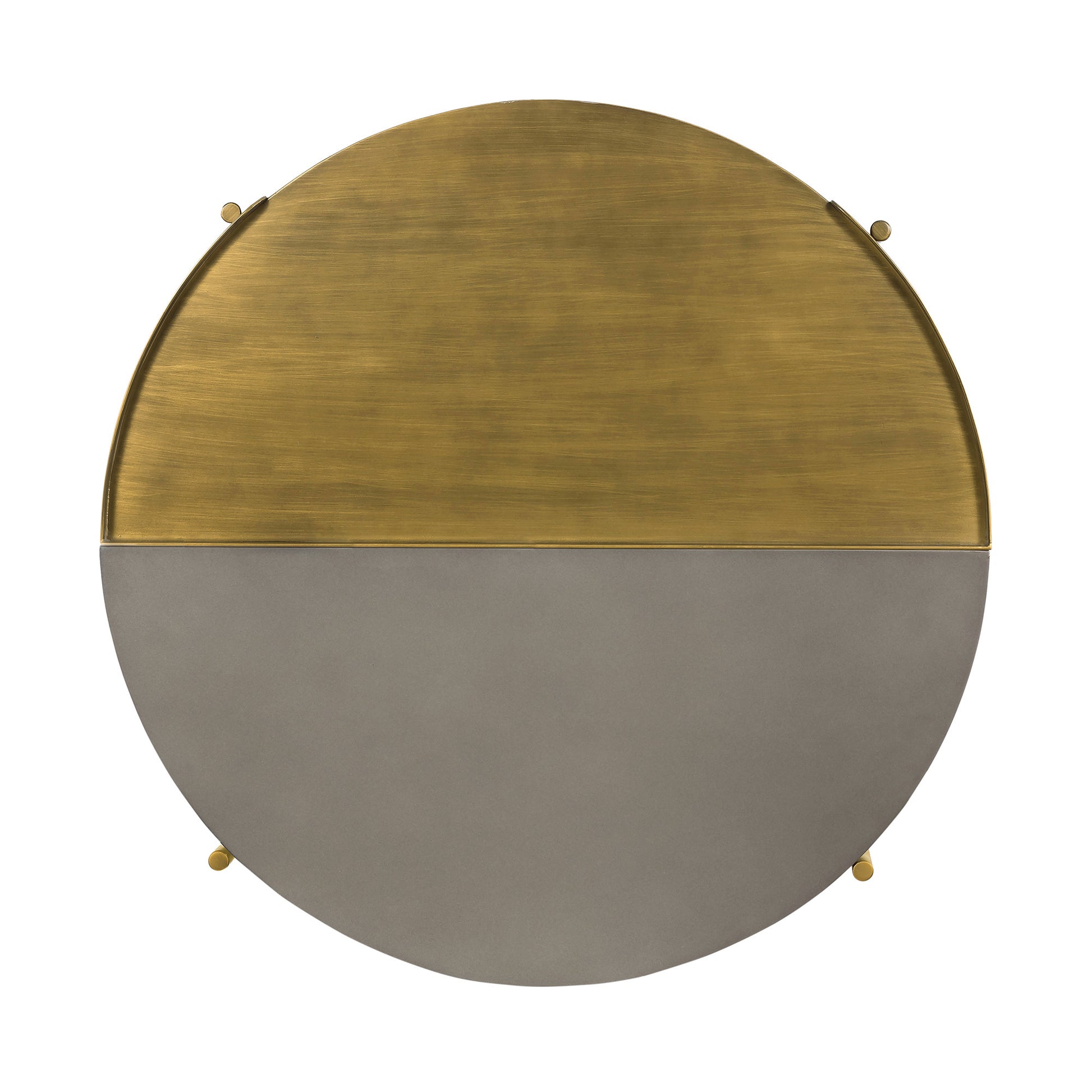 Gray And Brass Concrete And Metal Round Coffee Table By Homeroots | Coffee Tables | Modishstore - 4