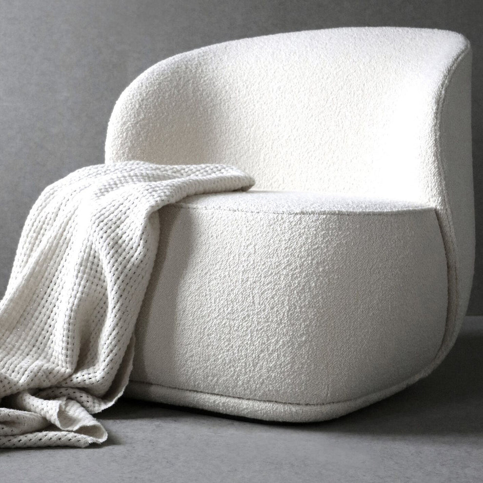 White Boucle Wingback Chair By Homeroots | Accent Chairs | Modishstore - 6