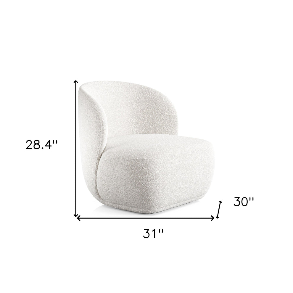 White Boucle Wingback Chair By Homeroots | Accent Chairs | Modishstore - 7