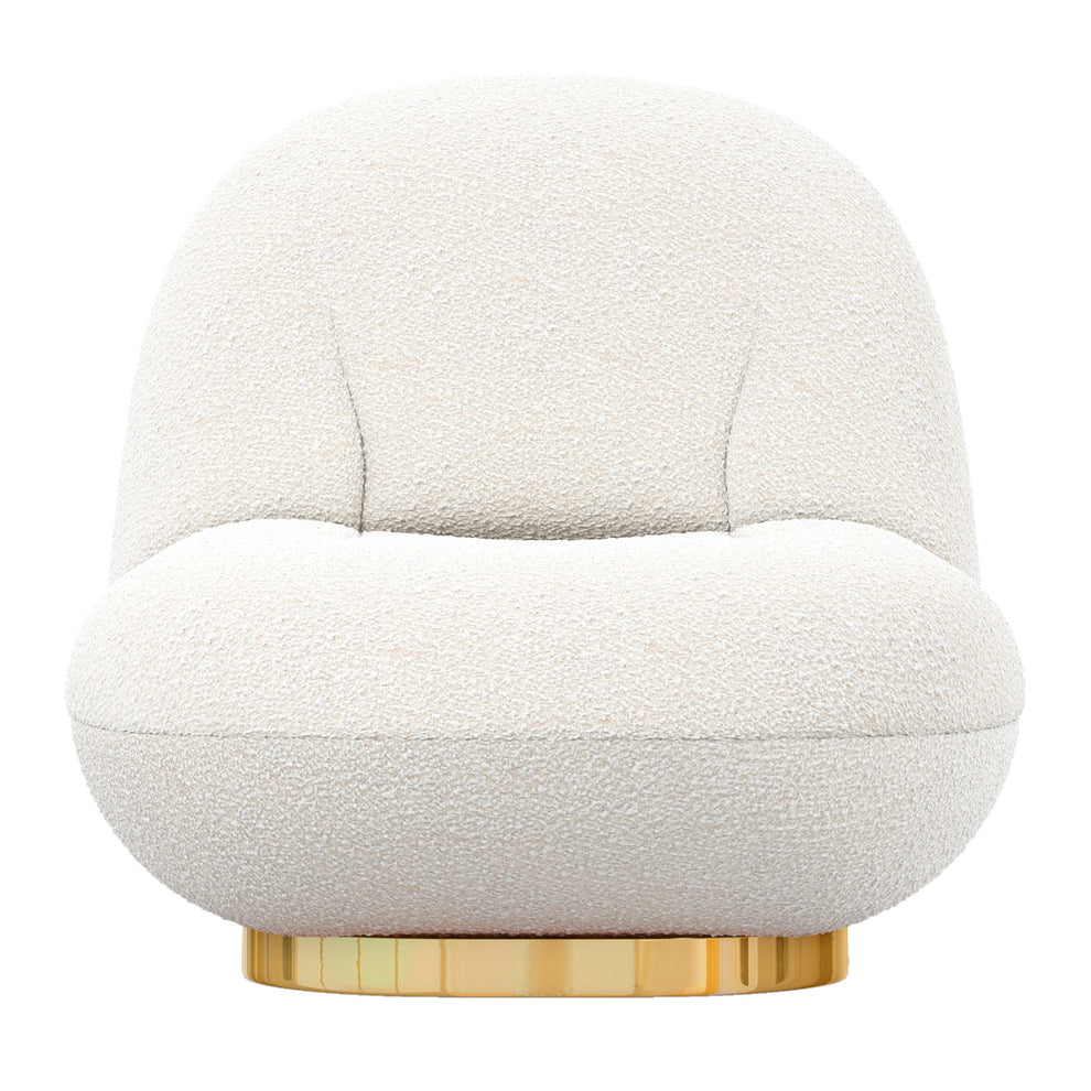 White and Gold Boucle Slipper Chair By Homeroots | Accent Chairs | Modishstore - 2