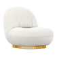 White and Gold Boucle Slipper Chair By Homeroots | Accent Chairs | Modishstore - 3