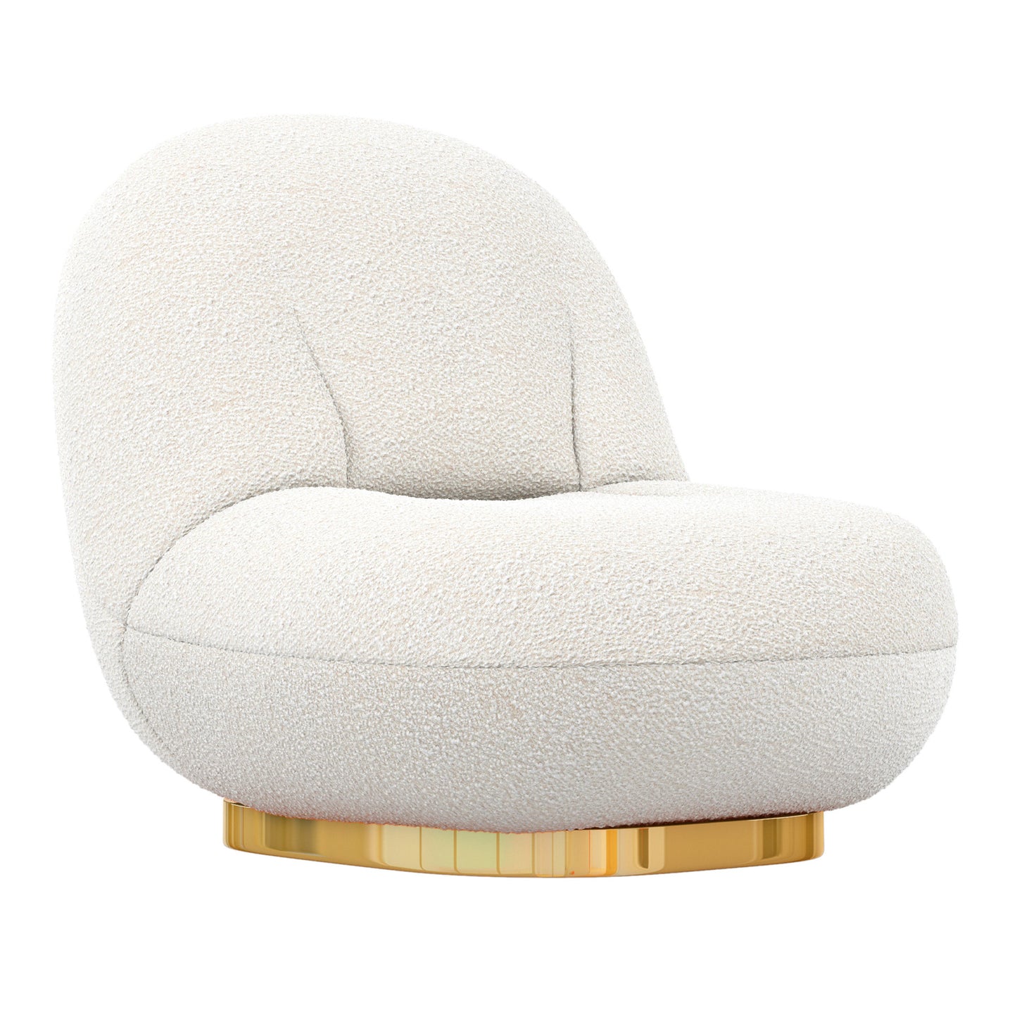 White and Gold Boucle Slipper Chair By Homeroots | Accent Chairs | Modishstore - 3