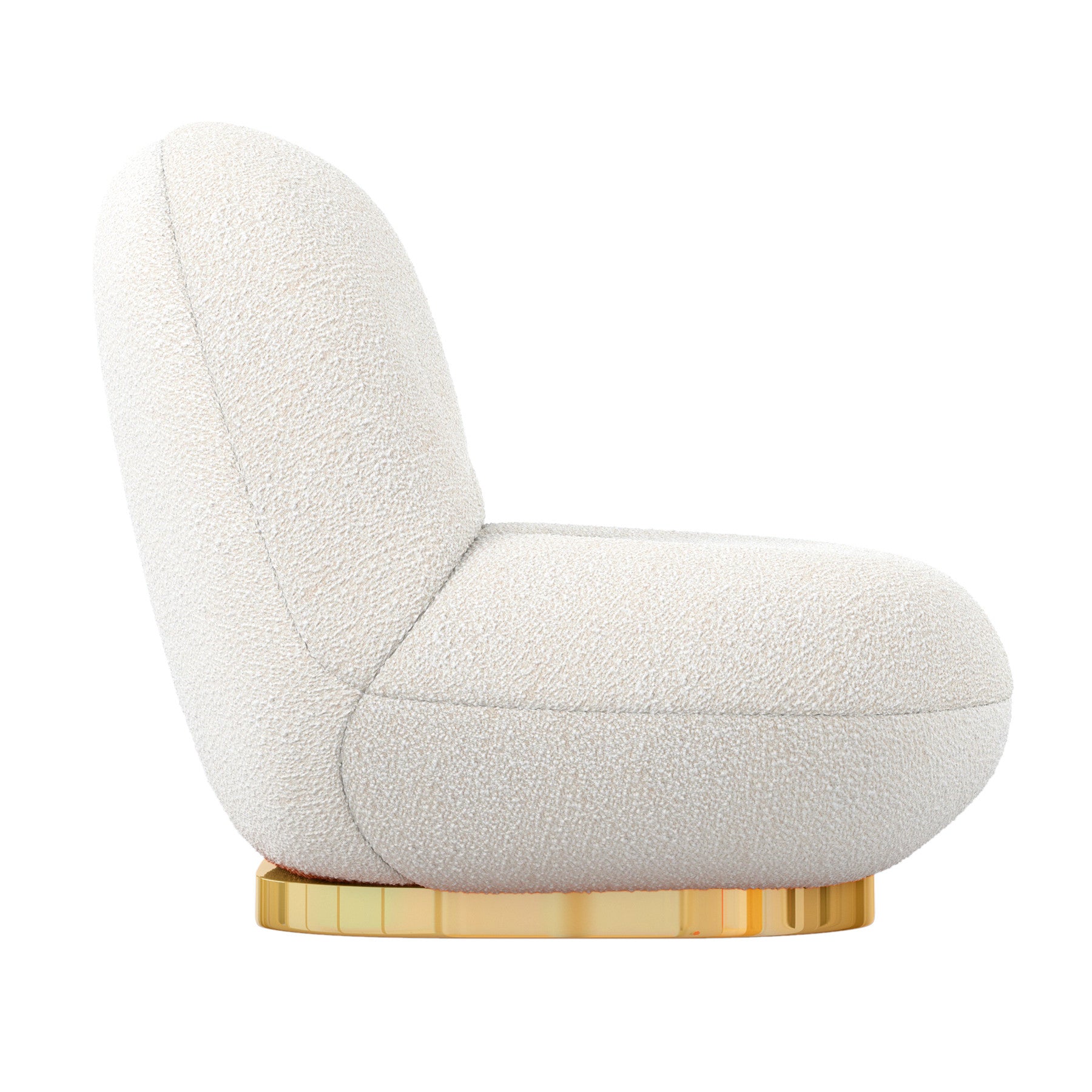 White and Gold Boucle Slipper Chair By Homeroots | Accent Chairs | Modishstore - 4