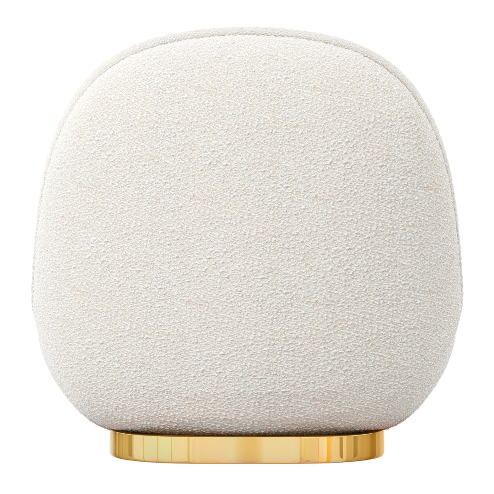 White and Gold Boucle Slipper Chair By Homeroots | Accent Chairs | Modishstore - 5