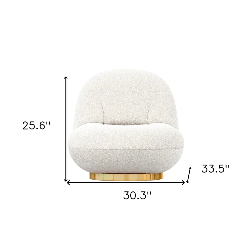 White and Gold Boucle Slipper Chair By Homeroots | Accent Chairs | Modishstore - 8