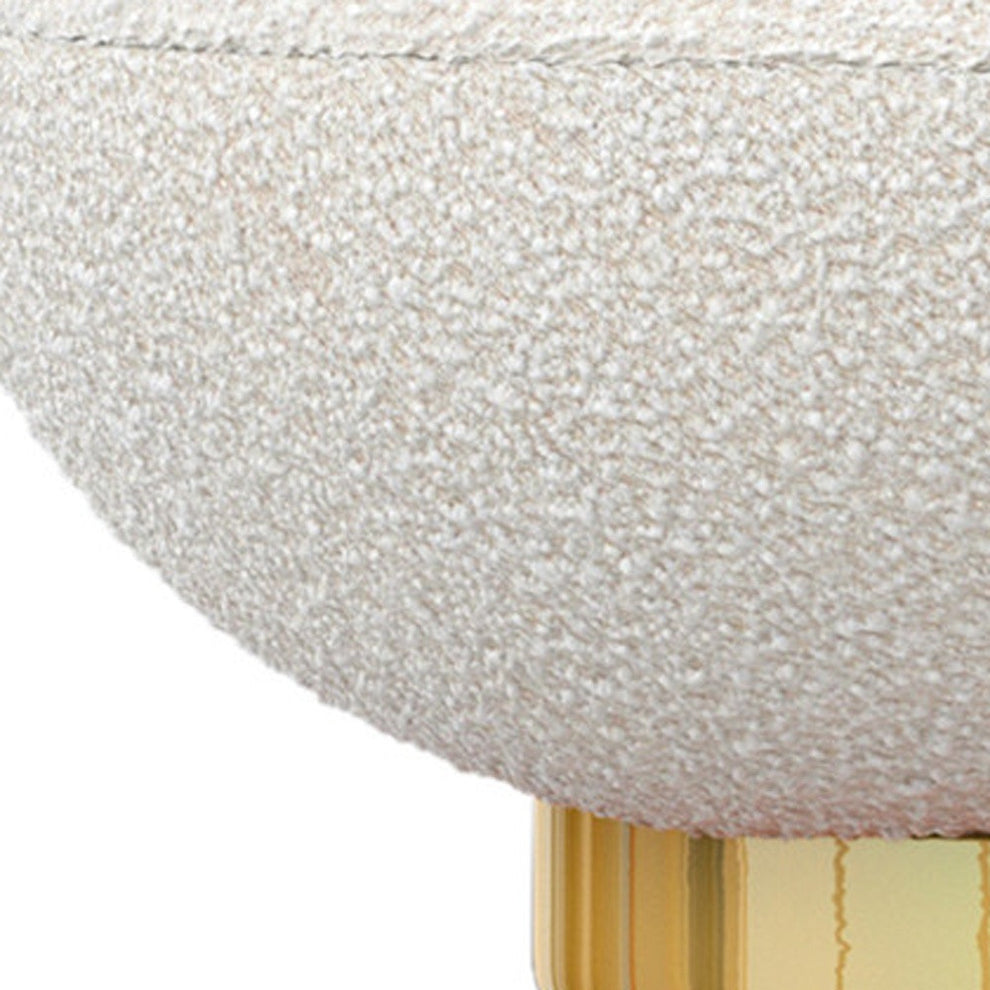 White and Gold Boucle Slipper Chair By Homeroots | Accent Chairs | Modishstore - 6