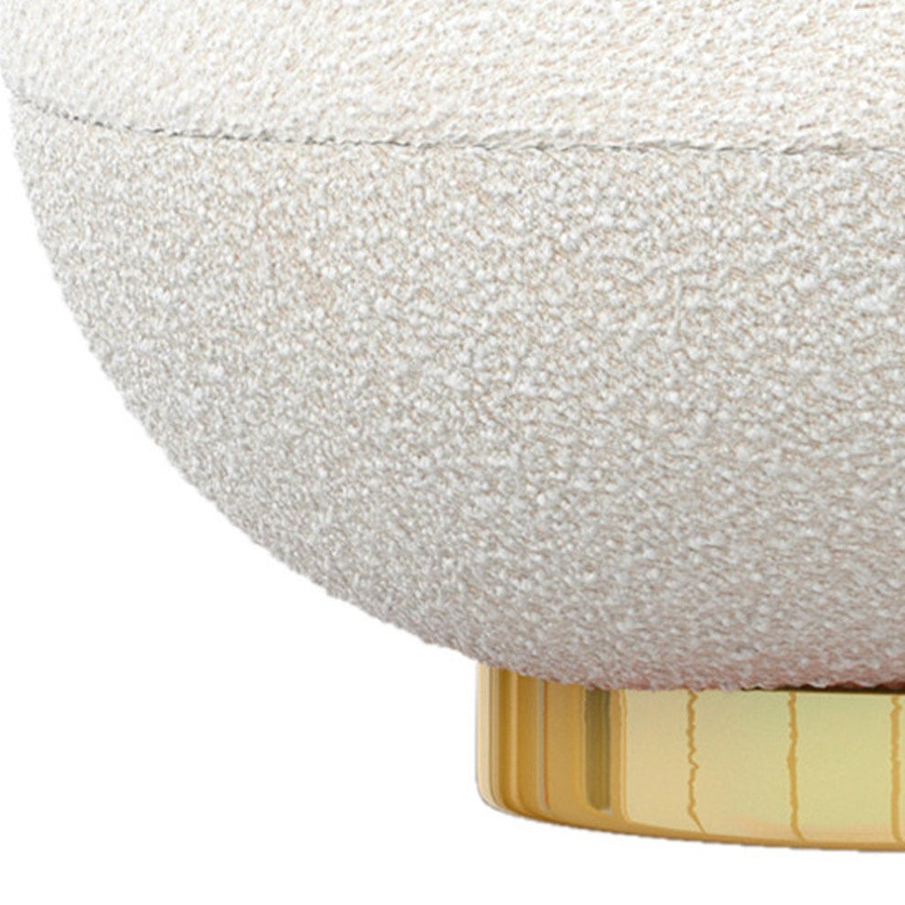 White and Gold Boucle Slipper Chair By Homeroots | Accent Chairs | Modishstore - 7