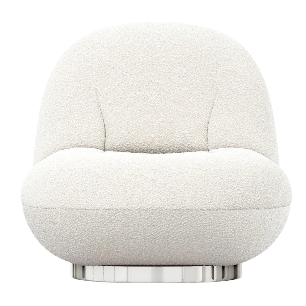 White and Silver Boucle Slipper Chair By Homeroots | Accent Chairs | Modishstore - 2
