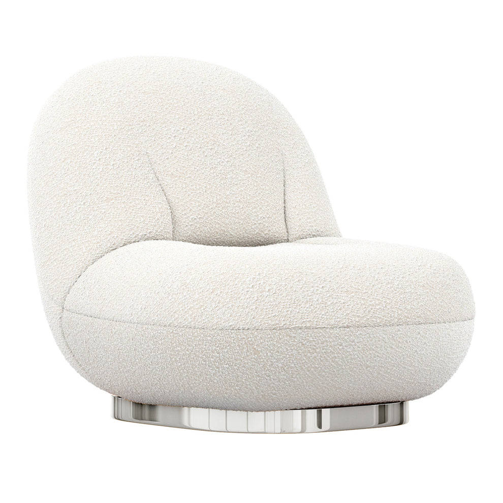 White and Silver Boucle Slipper Chair By Homeroots | Accent Chairs | Modishstore - 3