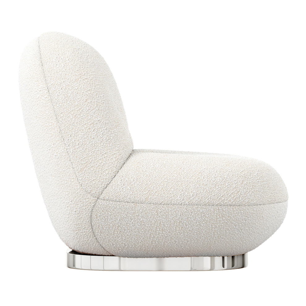 White and Silver Boucle Slipper Chair By Homeroots | Accent Chairs | Modishstore - 4