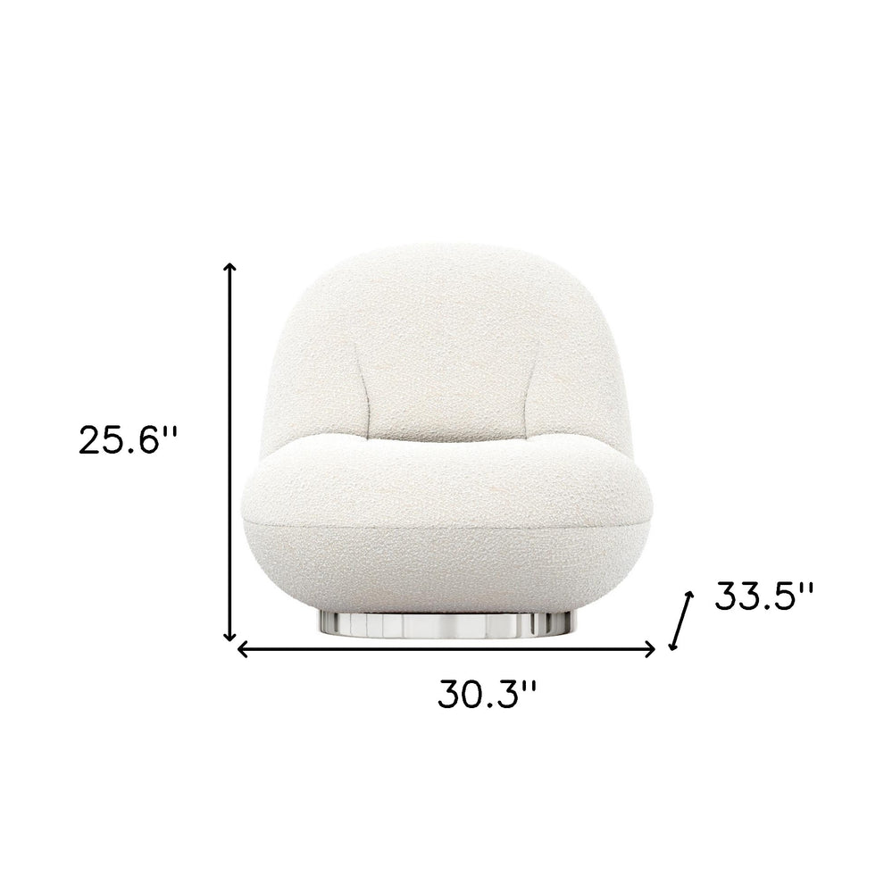 White and Silver Boucle Slipper Chair By Homeroots | Accent Chairs | Modishstore - 8