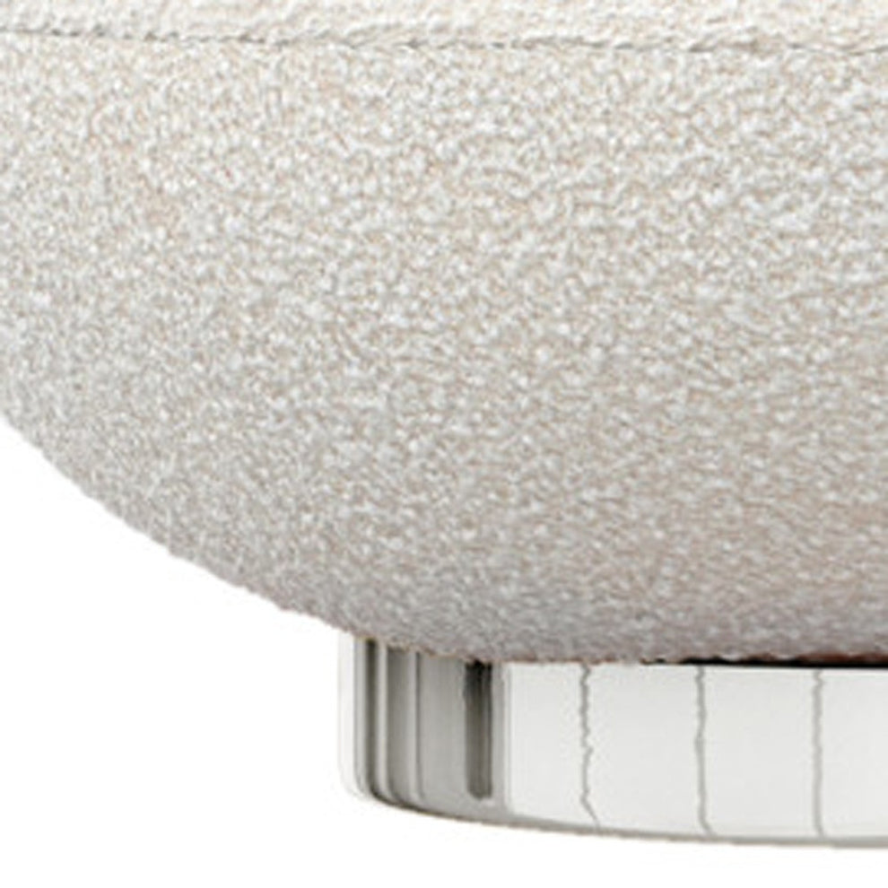 White and Silver Boucle Slipper Chair By Homeroots | Accent Chairs | Modishstore - 6