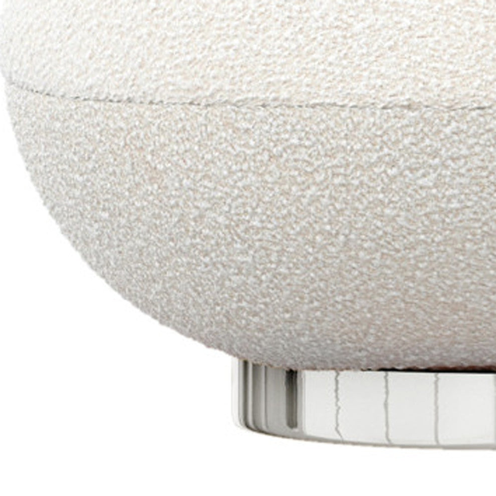 White and Silver Boucle Slipper Chair By Homeroots | Accent Chairs | Modishstore - 7