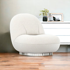 White and Silver Boucle Slipper Chair By Homeroots