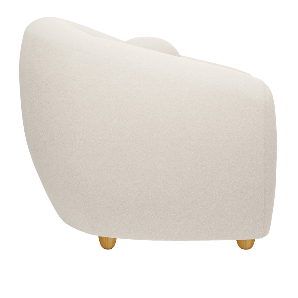 White and Natural Boucle Arm Chair By Homeroots | Accent Chairs | Modishstore - 4