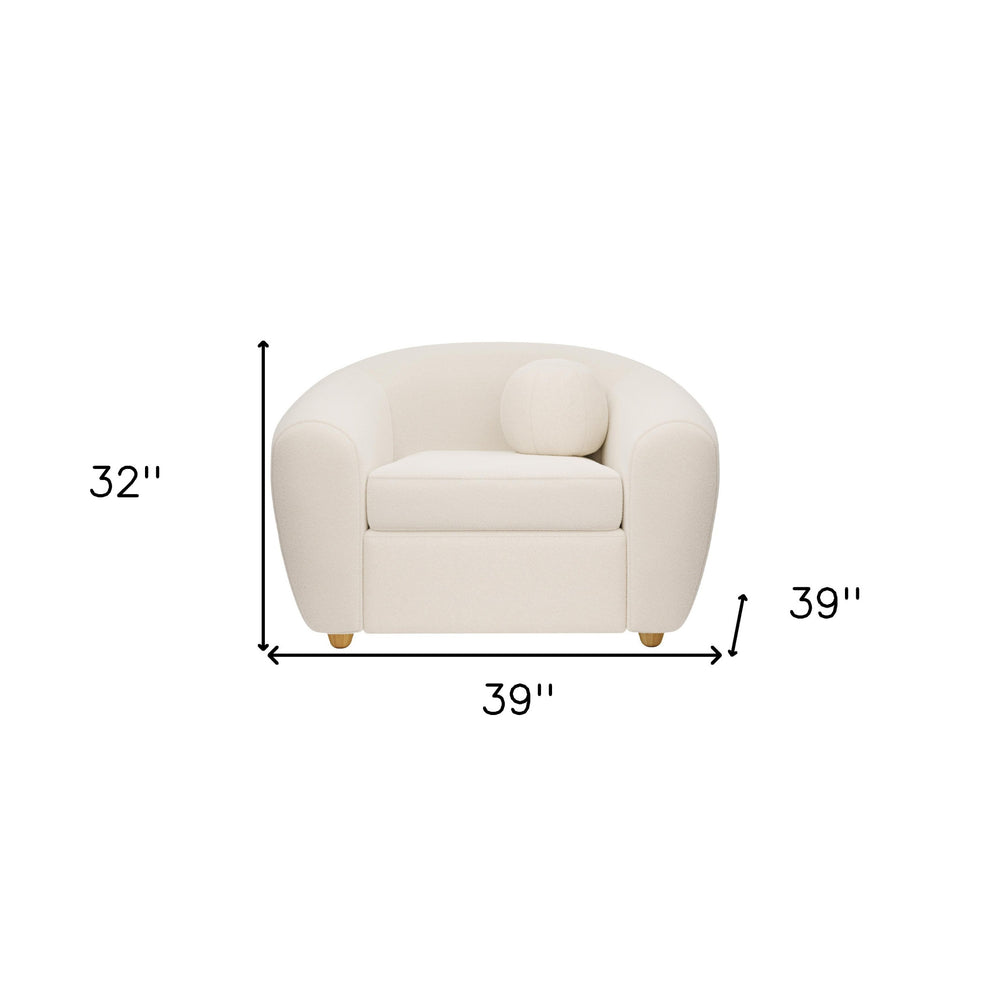 White and Natural Boucle Arm Chair By Homeroots | Accent Chairs | Modishstore - 8