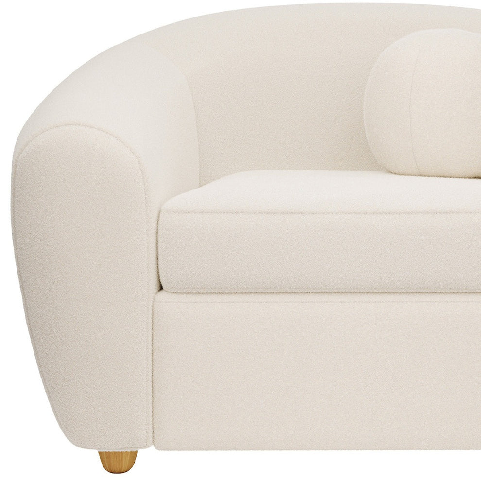 White and Natural Boucle Arm Chair By Homeroots | Accent Chairs | Modishstore - 7