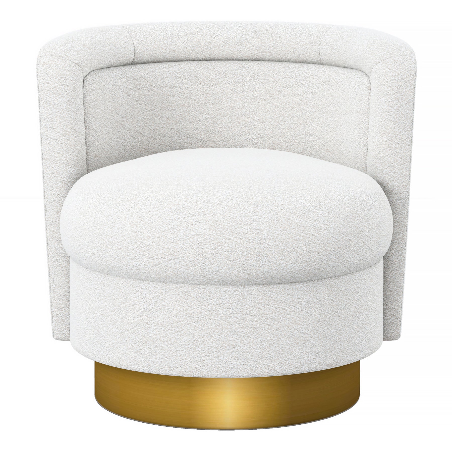 White and Gold Boucle Swivel Barrel Chair By Homeroots | Accent Chairs | Modishstore - 2