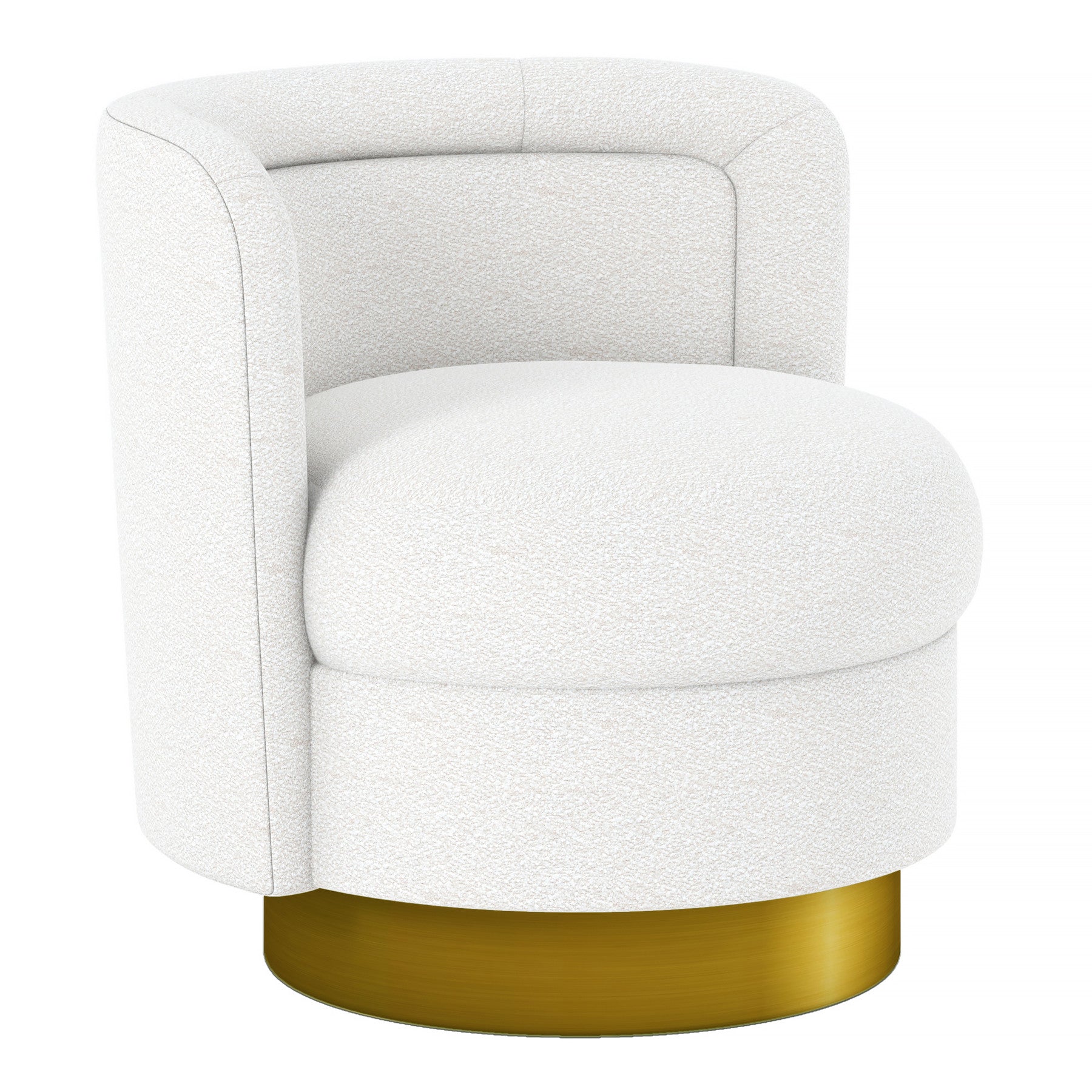 White and Gold Boucle Swivel Barrel Chair By Homeroots | Accent Chairs | Modishstore - 3