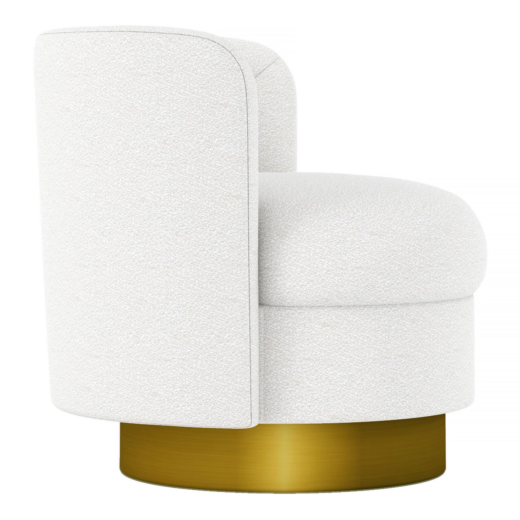 White and Gold Boucle Swivel Barrel Chair By Homeroots | Accent Chairs | Modishstore - 4